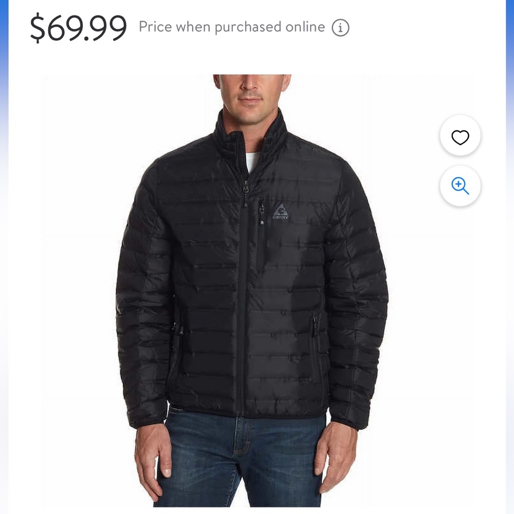 NWOT Gerry Lightweight Puffer Jacket black w blue lined